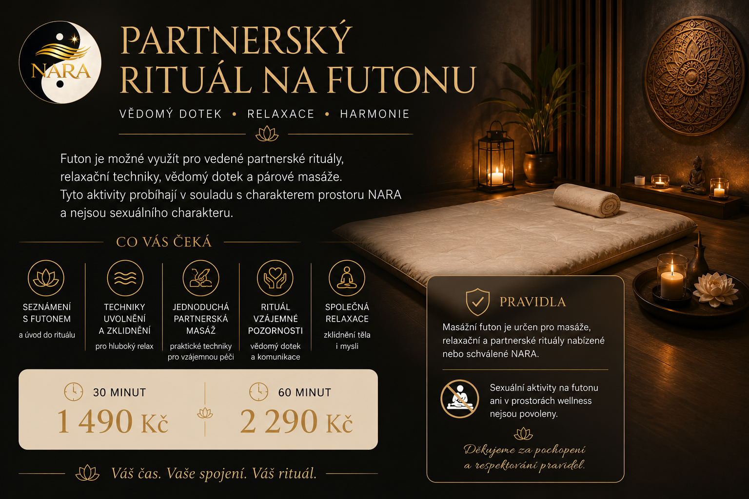 Partnerský rituál na futonu